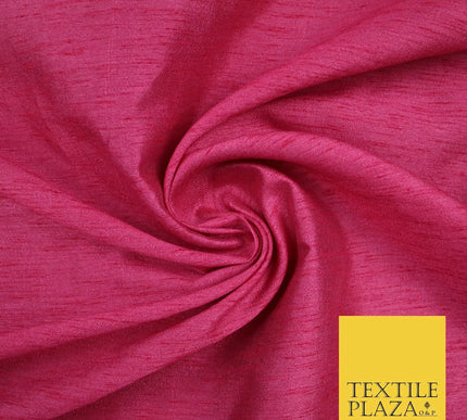 DARK PINK Plain Dyed Faux Dupion Raw Silk 100% Polyester Dress Fabric 44" 6273