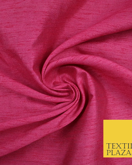 DARK PINK Plain Dyed Faux Dupion Raw Silk 100% Polyester Dress Fabric 44" 6273