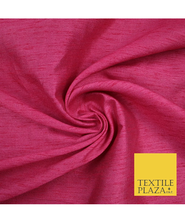 DARK PINK Plain Dyed Faux Dupion Raw Silk 100% Polyester Dress Fabric 44" 6273