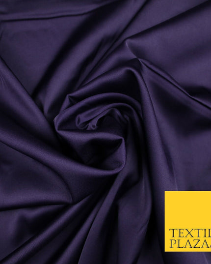 DARK PURPLE   Fine Silky Smooth Liquid Sateen Satin Dress Fabric Drape Lining Material 7021
