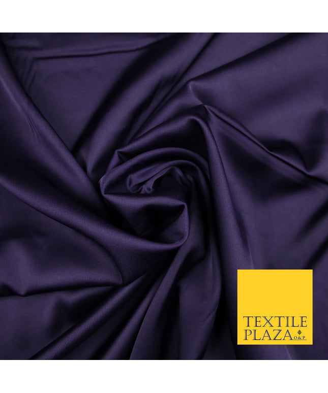 DARK PURPLE   Fine Silky Smooth Liquid Sateen Satin Dress Fabric Drape Lining Material 7021