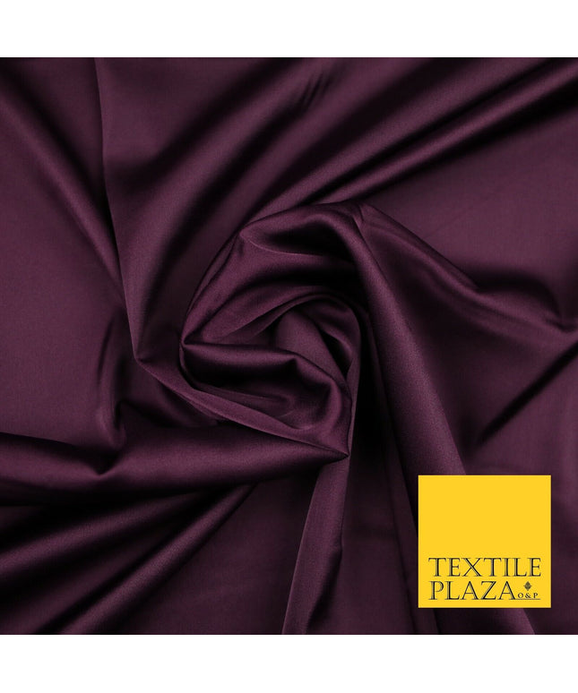 AUBERGINE PLUM Fine Silky Smooth Liquid Sateen Satin Dress Fabric Drape Lining Material 7022