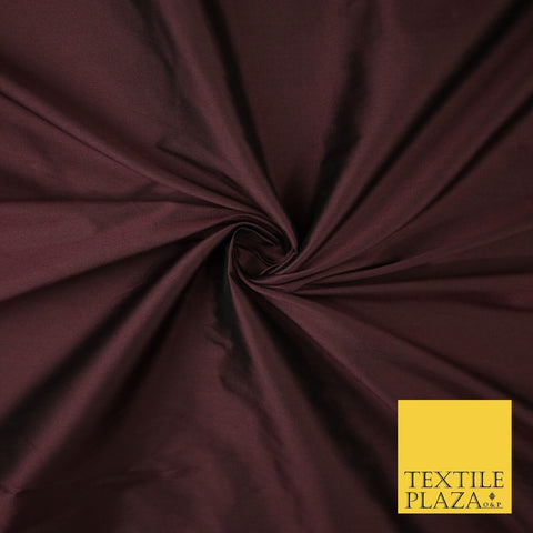 DEEP AUBERGINE Premium Plain Dyed Faux Matte Silk TAFFETA Dress Fabric Material 8745