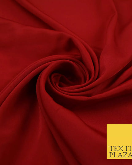 DEEP RED Plain Dyed Silky French Crepe de Chine Fabric Material Dress 44" 9034