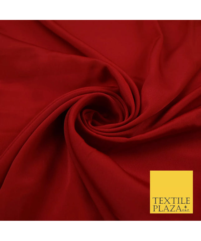 DEEP RED Plain Dyed Silky French Crepe de Chine Fabric Material Dress 44" 9034