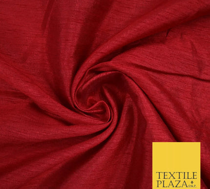 DEEP RED Plain Dyed Faux Dupion Raw Silk 100% Polyester Dress Fabric 44" 6264