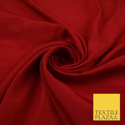 DEEP RED Plain Dyed Silky French Crepe de Chine Fabric Material Dress 44" 9034