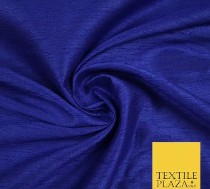 DEEP ROYAL BLUE Plain Dyed Faux Dupion Raw Silk 100% Polyester Dress Fabric 44" 6286