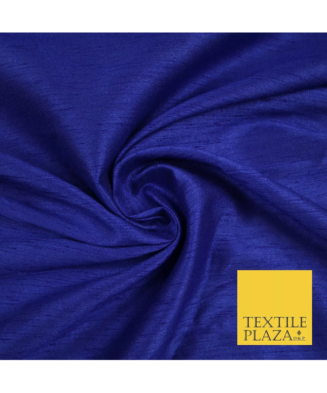 DEEP ROYAL BLUE Plain Dyed Faux Dupion Raw Silk 100% Polyester Dress Fabric 44" 6286