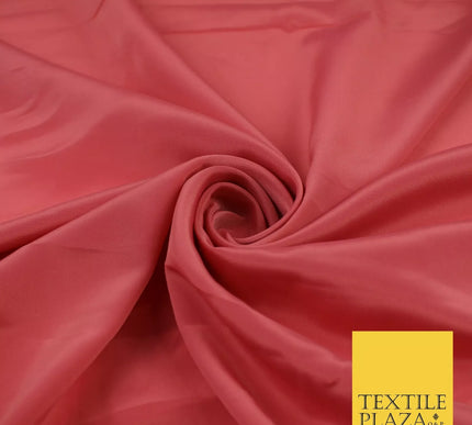 DEEP SALMON PINK Plain Dyed Silky French Crepe de Chine Fabric Material Dress 44" 9024