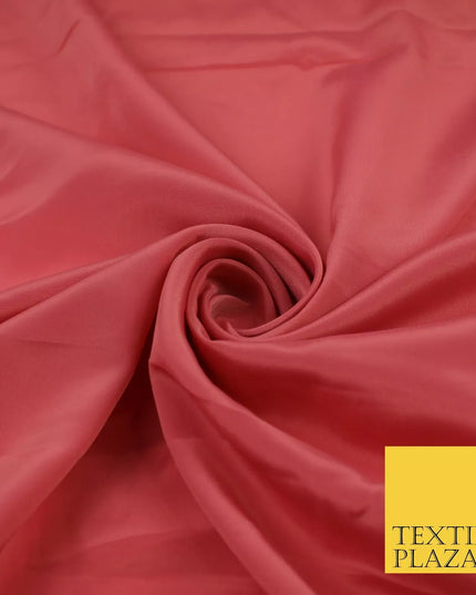 DEEP SALMON PINK Plain Dyed Silky French Crepe de Chine Fabric Material Dress 44" 9024