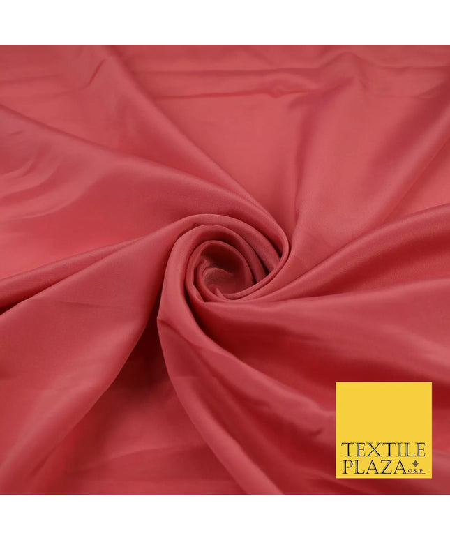 DEEP SALMON PINK Plain Dyed Silky French Crepe de Chine Fabric Material Dress 44" 9024