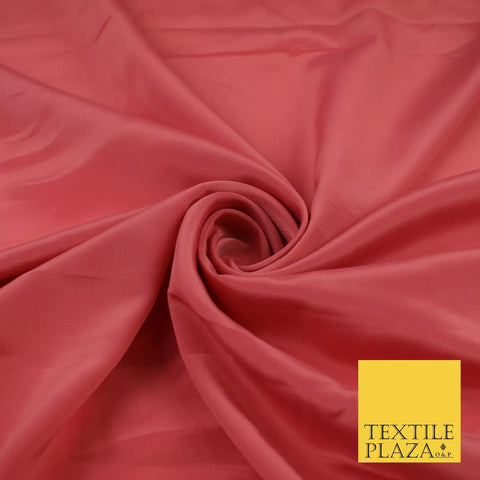 DEEP SALMON PINK Plain Dyed Silky French Crepe de Chine Fabric Material Dress 44" 9024