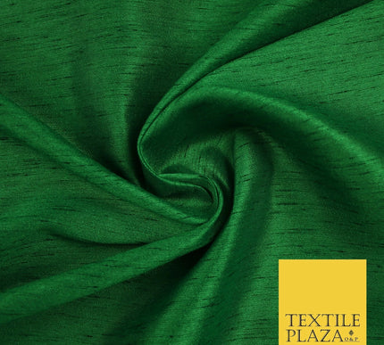EMERALD GREEN  Plain Dyed Faux Dupion Raw Silk 100% Polyester Dress Fabric 44" 6280