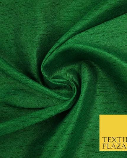EMERALD GREEN  Plain Dyed Faux Dupion Raw Silk 100% Polyester Dress Fabric 44" 6280