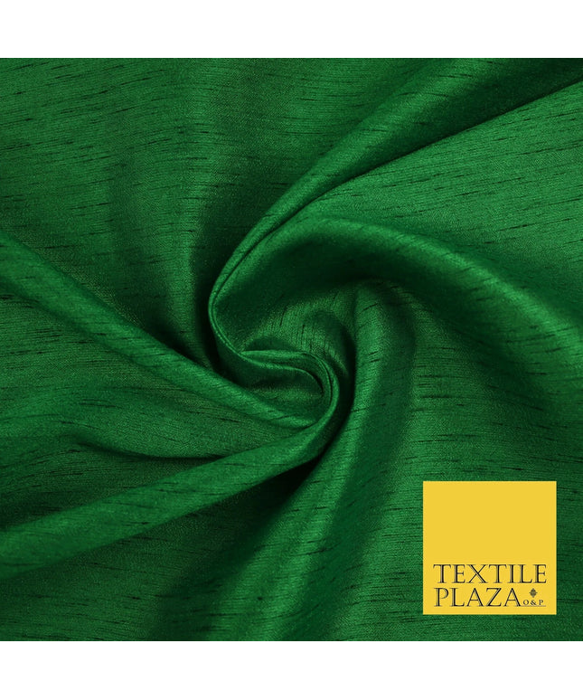 EMERALD GREEN  Plain Dyed Faux Dupion Raw Silk 100% Polyester Dress Fabric 44" 6280