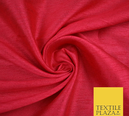 FLAMINGO PINK Plain Dyed Faux Dupion Raw Silk 100% Polyester Dress Fabric 44" 6270