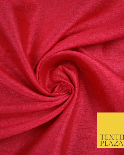 FLAMINGO PINK Plain Dyed Faux Dupion Raw Silk 100% Polyester Dress Fabric 44" 6270