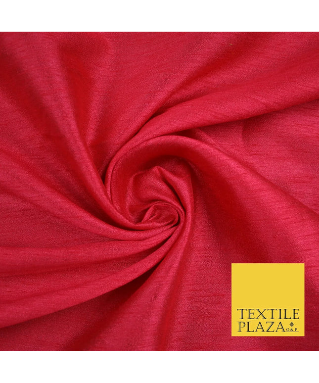 FLAMINGO PINK Plain Dyed Faux Dupion Raw Silk 100% Polyester Dress Fabric 44" 6270