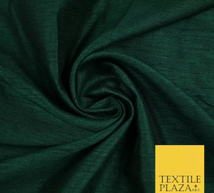 FOREST GREEN  Plain Dyed Faux Dupion Raw Silk 100% Polyester Dress Fabric 44" 6282