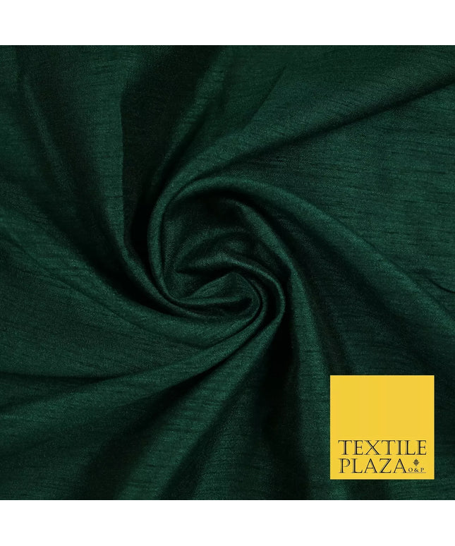 FOREST GREEN  Plain Dyed Faux Dupion Raw Silk 100% Polyester Dress Fabric 44" 6282