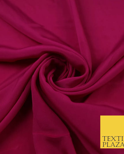 FUCHSIA Plain Dyed Silky French Crepe de Chine Fabric Material Dress 44" 9036