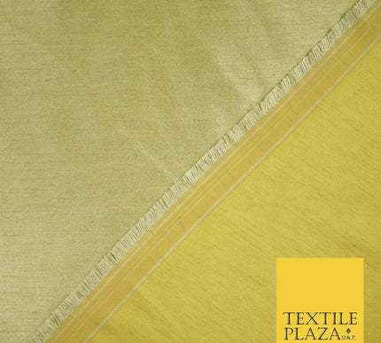 GOLD SHOT YELLOW Plain Dyed Faux Dupion Raw Silk Polyester Dress Fabric Material 6202