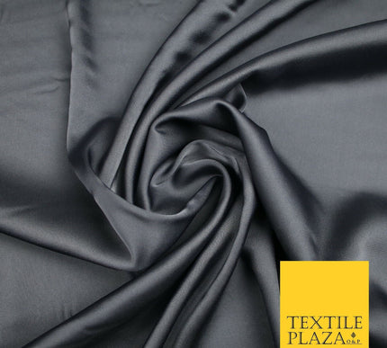 DARK GREY  Fine Silky Smooth Liquid Sateen Satin Dress Fabric Drape Lining Material 6988