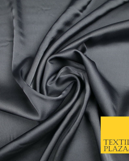 DARK GREY  Fine Silky Smooth Liquid Sateen Satin Dress Fabric Drape Lining Material 6988
