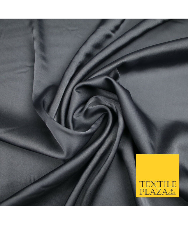 DARK GREY  Fine Silky Smooth Liquid Sateen Satin Dress Fabric Drape Lining Material 6988