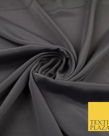 GREY Plain Dyed Silky French Crepe de Chine Fabric Material Dress 44" 8996