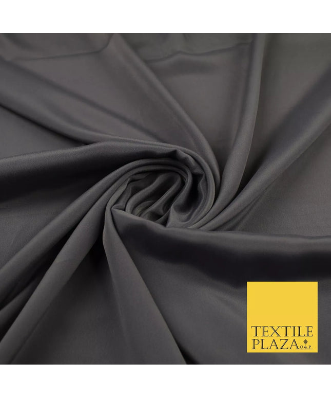 GREY Plain Dyed Silky French Crepe de Chine Fabric Material Dress 44" 8996