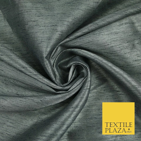 GREY Plain Dyed Faux Dupion Raw Silk 100% Polyester Dress Fabric 44" 6248
