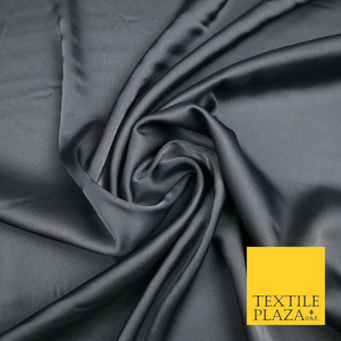 DARK GREY  Fine Silky Smooth Liquid Sateen Satin Dress Fabric Drape Lining Material 6988