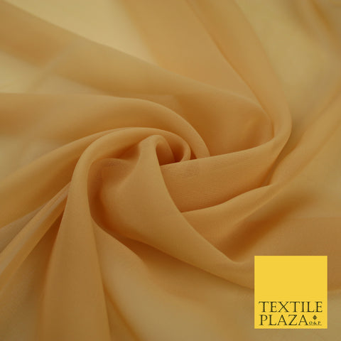 WARM GOLD Premium Plain Dyed Chiffon Fine Soft Georgette Sheer Dress Fabric 8282