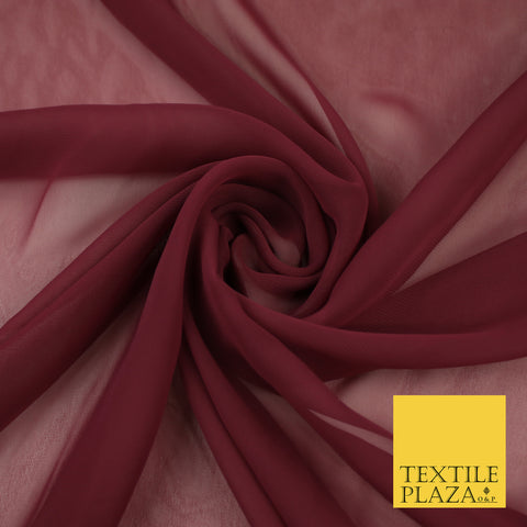 VINTAGE BURGUNDY Premium Plain Dyed Chiffon Fine Soft Georgette Sheer Dress Fabric 8326