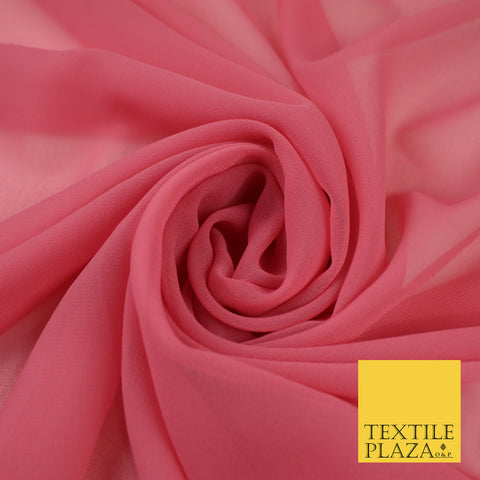 ROSE PINK 2 Premium Plain Dyed Chiffon Fine Soft Georgette Sheer Dress Fabric 8332