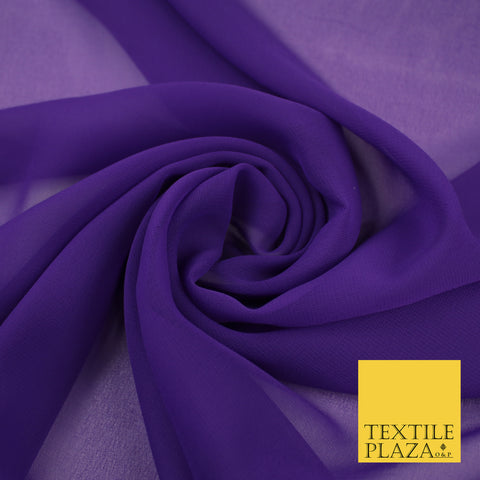 PURPLE Premium Plain Dyed Chiffon Fine Soft Georgette Sheer Dress Fabric 8334