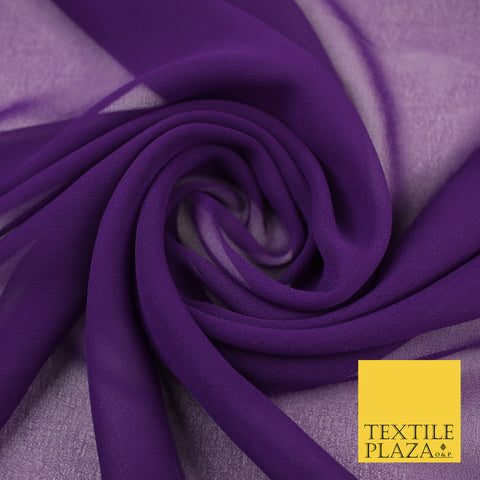 PLUM PURPLE Premium Plain Dyed Chiffon Fine Soft Georgette Sheer Dress Fabric 8336