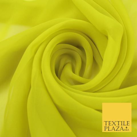 LIME YELLOW Premium Plain Dyed Chiffon Fine Soft Georgette Sheer Dress Fabric 8353
