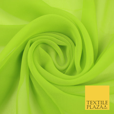 LIME GREEN Premium Plain Dyed Chiffon Fine Soft Georgette Sheer Dress Fabric 8354