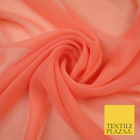 LIGHT CORAL Premium Plain Dyed Chiffon Fine Soft Georgette Sheer Dress Fabric 8375
