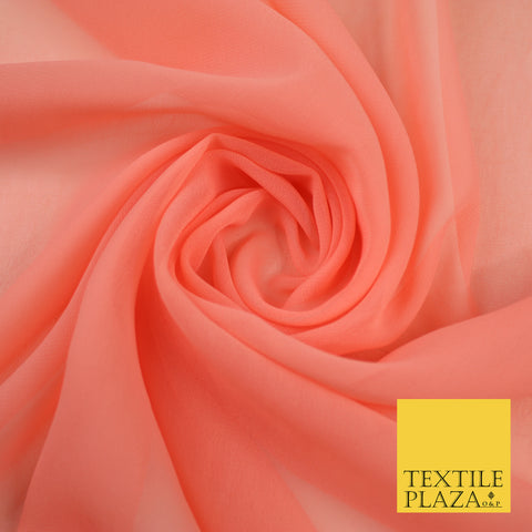 LIGHT CORAL 2 Premium Plain Dyed Chiffon Fine Soft Georgette Sheer Dress Fabric 8376