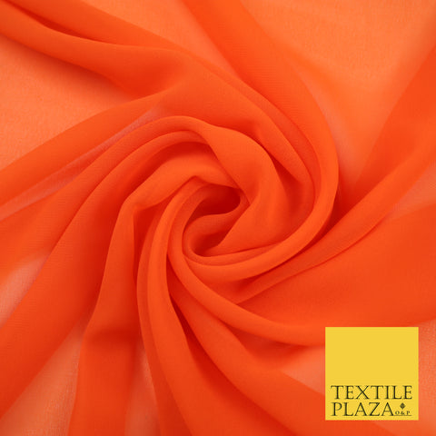 ORANGE Premium Plain Dyed Chiffon Fine Soft Georgette Sheer Dress Fabric 8383