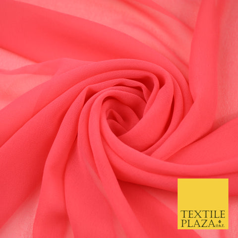 DEEP PINK Premium Plain Dyed Chiffon Fine Soft Georgette Sheer Dress Fabric 8389