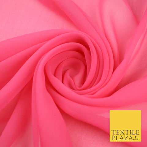 BUBBLEGUM PINK Premium Plain Dyed Chiffon Fine Soft Georgette Sheer Dress Fabric 8390