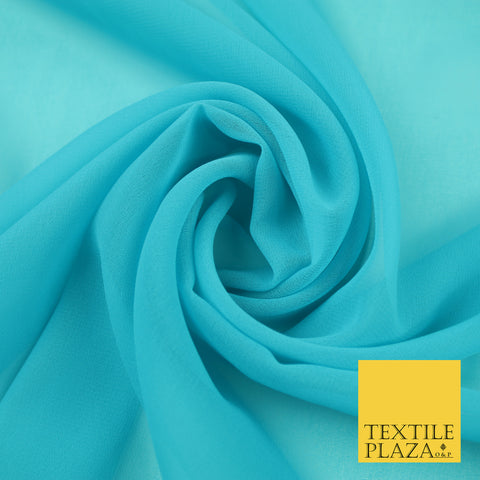 MOONSTONE BLUE Premium Plain Dyed Chiffon Fine Soft Georgette Sheer Dress Fabric 8402