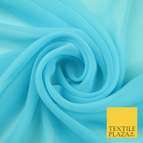 LIGHT MOONSTONE BLUE Premium Plain Dyed Chiffon Fine Soft Georgette Sheer Dress Fabric 8403