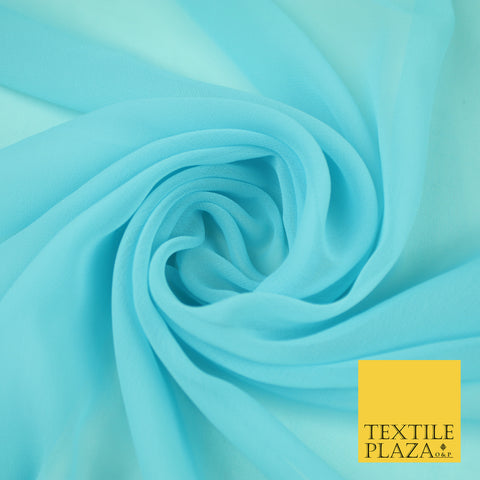 SKY BLUE Premium Plain Dyed Chiffon Fine Soft Georgette Sheer Dress Fabric 8404