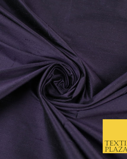 DARK PURPLE Luxury 100% PURE Plain Dupion Raw Silk Handloom Dress Fabric 8424